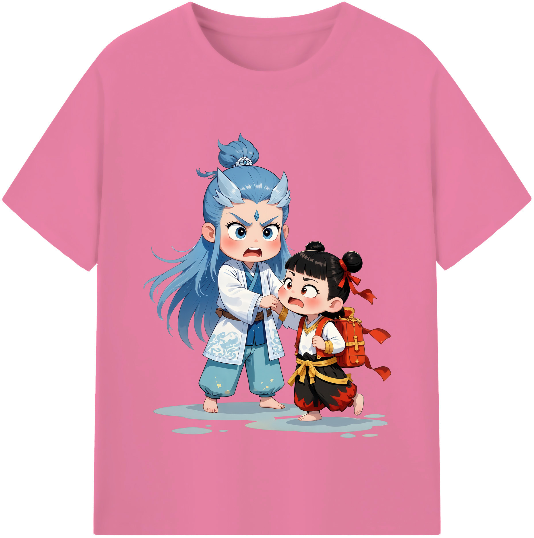 （画像用） Ne Zha 2 ナタ 魔童の大暴れ 綿100％半袖Tシャツ（フロントプリント）